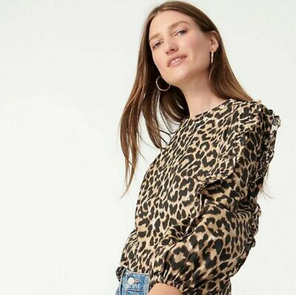 🆕️J. CREW Ruffle Sleeve Leopard Top🆕️